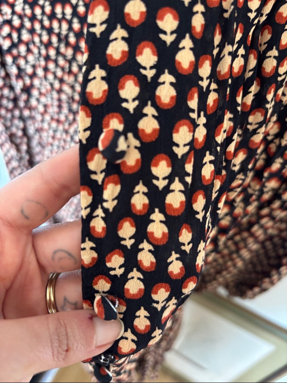 Doen Black Mini Dress with Coral Floral Print - Picture 7 of 8